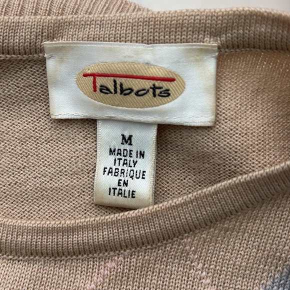 Vintage Talbots Made in Italy 100% Merino Wool Argyle Sweater - Picture 4 of 5